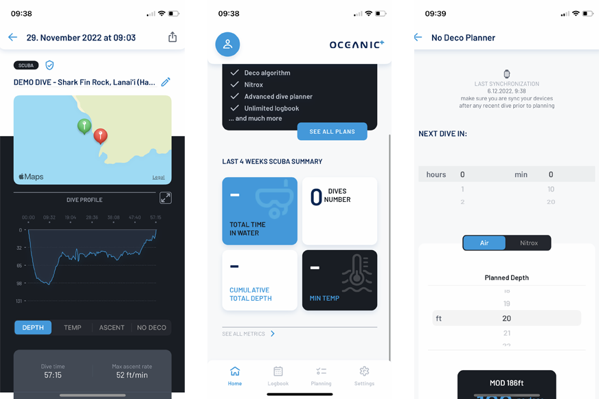 Приложение Oceanic Plus на iPhone. 